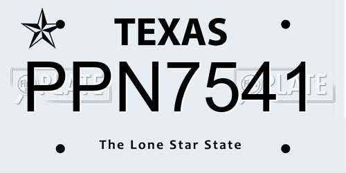 PPN7541 Texas License Plate