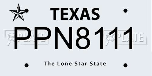 PPN8111 Texas License Plate