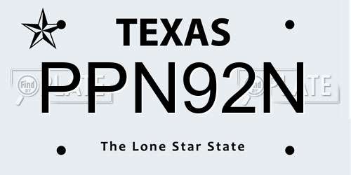PPN92N Texas License Plate