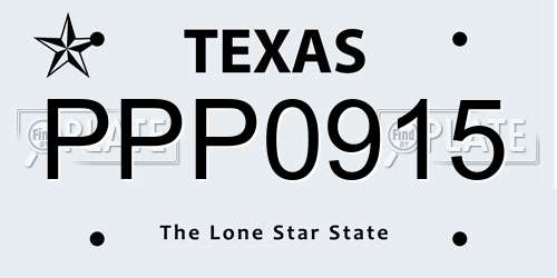 PPP0915 Texas License Plate