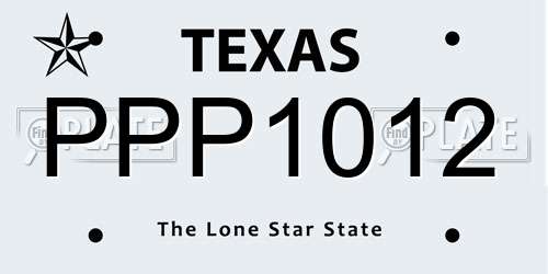 PPP1012 Texas License Plate