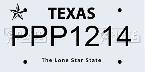 PPP1214 Texas License Plate