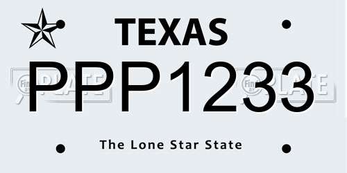 PPP1233 Texas License Plate