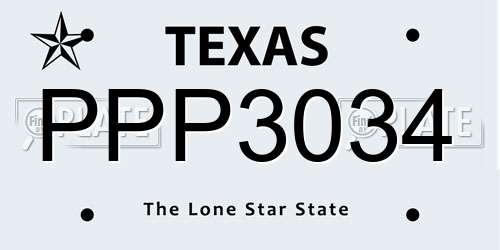 PPP3034 Texas License Plate