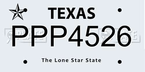 PPP4526 Texas License Plate