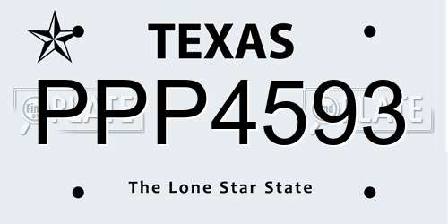 PPP4593 Texas License Plate