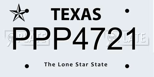 PPP4721 Texas License Plate