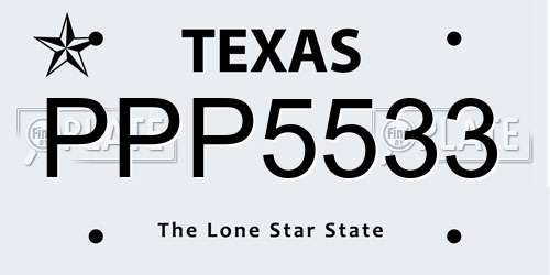 PPP5533 Texas License Plate