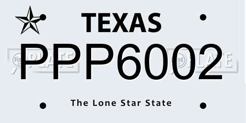 PPP6002 Texas License Plate