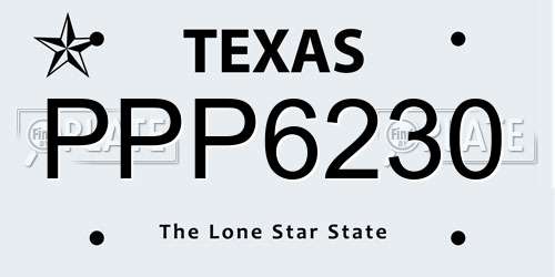 PPP6230 Texas License Plate