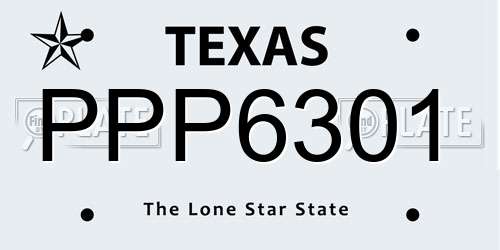 PPP6301 Texas License Plate