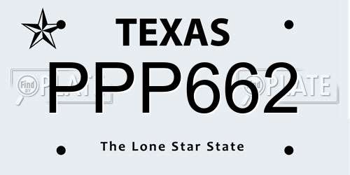 PPP662 Texas License Plate
