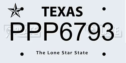 PPP6793 Texas License Plate