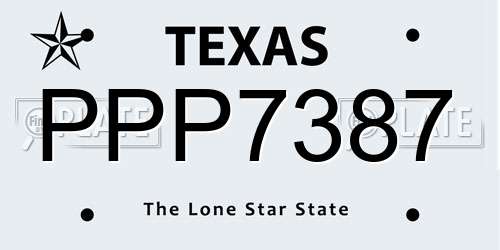 PPP7387 Texas License Plate