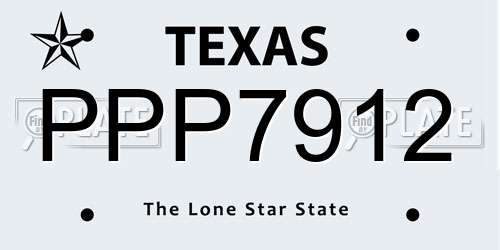 PPP7912 Texas License Plate