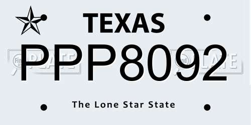 PPP8092 Texas License Plate