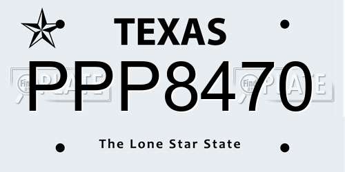 PPP8470 Texas License Plate