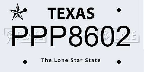 PPP8602 Texas License Plate