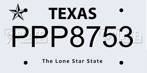 PPP8753 Texas License Plate