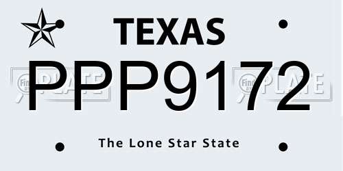 PPP9172 Texas License Plate