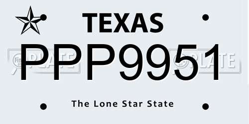 PPP9951 Texas License Plate