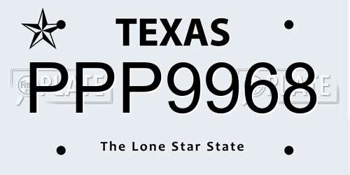 PPP9968 Texas License Plate