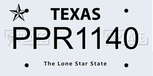 PPR1140 Texas License Plate