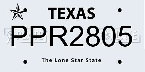 PPR2805 Texas License Plate
