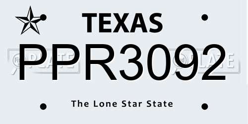 PPR3092 Texas License Plate