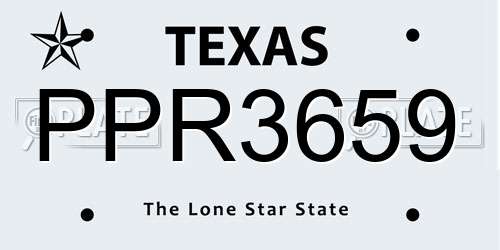 PPR3659 Texas License Plate