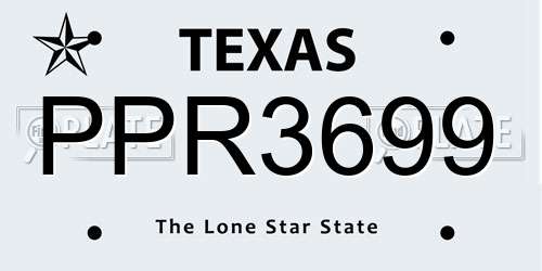 PPR3699 Texas License Plate