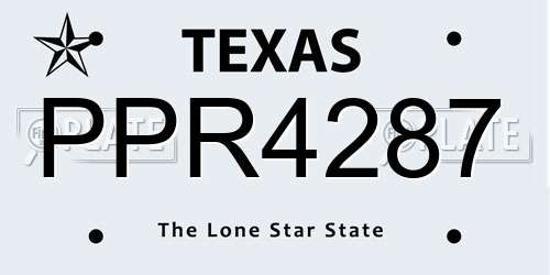 PPR4287 Texas License Plate