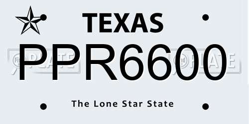 PPR6600 Texas License Plate