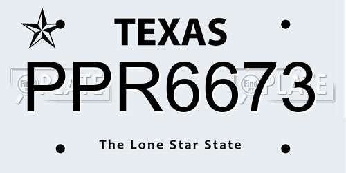 PPR6673 Texas License Plate