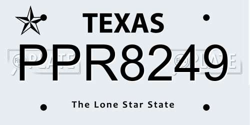 PPR8249 Texas License Plate