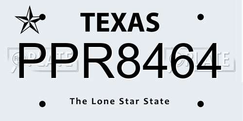 PPR8464 Texas License Plate