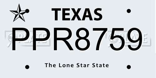 PPR8759 Texas License Plate