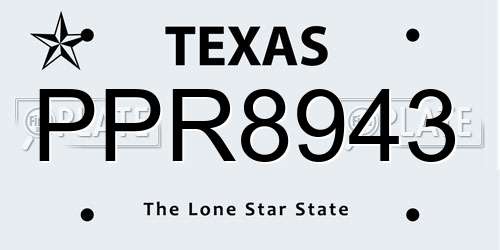PPR8943 Texas License Plate