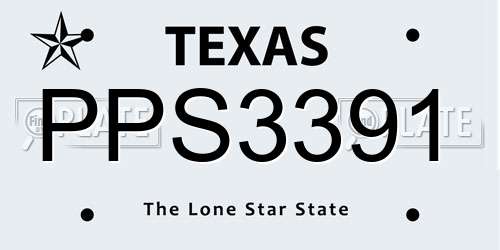 PPS3391 Texas License Plate