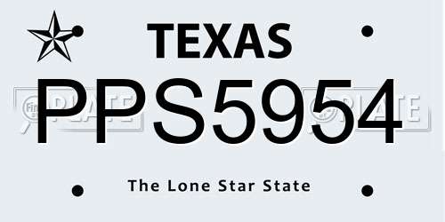 PPS5954 Texas License Plate