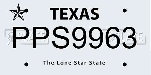 PPS9963 Texas License Plate