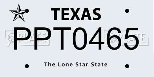 PPT0465 Texas License Plate