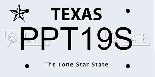 PPT19S Texas License Plate