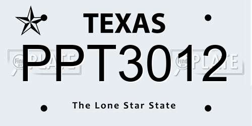 PPT3012 Texas License Plate