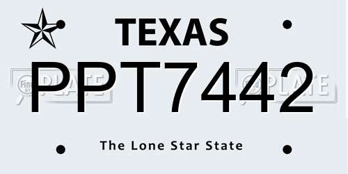PPT7442 Texas License Plate