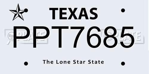 PPT7685 Texas License Plate
