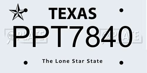 PPT7840 Texas License Plate