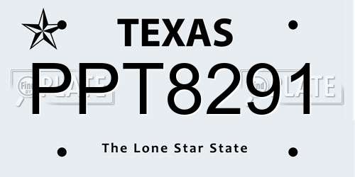 PPT8291 Texas License Plate