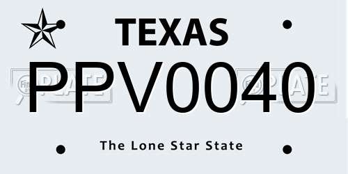 PPV0040 Texas License Plate