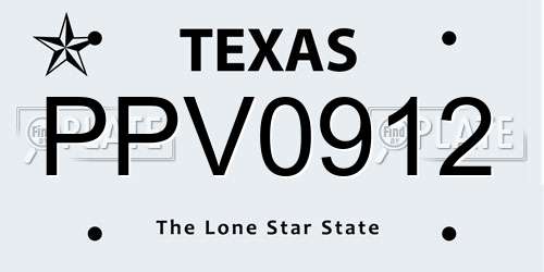 PPV0912 Texas License Plate